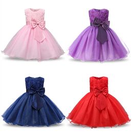 Girls Summer Dress Solid Colour Kids Party Frocks for Girls Birthday Ball Gown Children Red New Year Costume Q0716