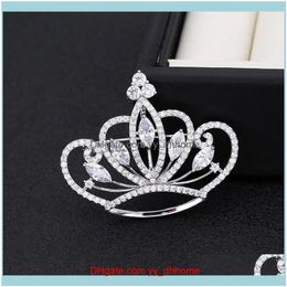 Pins, Brooches Jewelry Style Brand High-End Zircon Crown Jewelry Fashion Women Luxury 18K Gold Plated Jacket Cardigan Pins Brooch Aessories