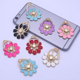 Diamond Nine-leaf Camellia flower finger ring holder holder 360 degree Cell phone Stand Bracket Universal for iphone 13 samsung Huawei XIAOMI LG MOTO