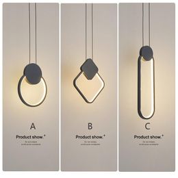 Led Modern Minimalist Pandent Lights Geometric Aesthetics Creative Living Room Bedroom Dining Lighting Hanging Lamps Pendant