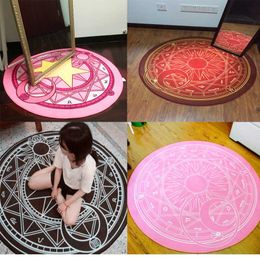 80CM Cartoon Round Carpet Cardcaptor Sakura Magic Circle Rug Computer Chair Mat 210626