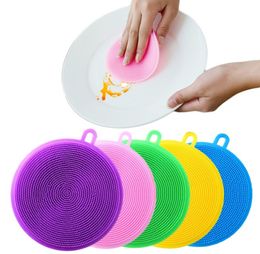 Silicone Sponge Dish Washing Brush Scrubber Food-Grade Antibacterial BPA Free Multipurpose Non Stick Cleaning Mildew smar