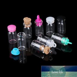 5pcs Small Drift Bottle Glass Jars Decoration DIY Containers Mini Message Vials Ornaments Cork Stopper Rainbow Wishing