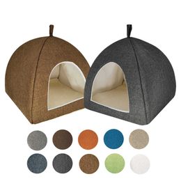 Cat Indoor House Warm Kennel Pet Cat Cave Nest Rabbit Nest Removable Mat Cozy Sleeping Bed Kitty Tent 210713