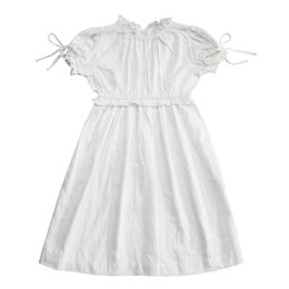 summer girls pure white lace dress cute bubble short sleeve princess baby girl 210702