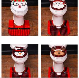 Christmas Toilet Cover Rug Bathroom Mat Set Decor Santa Snowman Christmas-Toilet Seat Covers Home Decoration SN3060