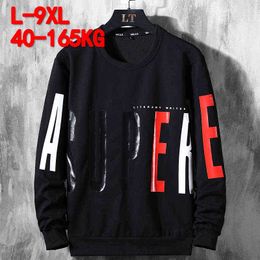 Plus Size 7XL 8XL 9XL Mens Hoodies Big Letter Hoodie Men Aesthetic Clothes Spring Autumn Street Wear Sweatshirts Men Pullover 211217