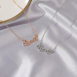 Rhinestone Letter Queen Crown Necklace For Women Gold Silver Color Chain Choker Mom Girlfriend Holiday Gift 2021 Trend Chokers