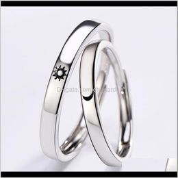 Rings Korea Simple Couple Sun Moon Adjustable Fashion Womens Wedding Anniversary Ring Jewelry Gift For Romantic Valentines Day Drop Delivery