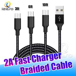 3ft 6ft 10ft Nylon Braided Cables 2A High Speed Line Type C Micro USB Fast Charging Cable for iPhone 15 14 Samsung Huawei Phones izeso