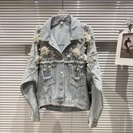 Pearl Rhinestone Denim Jacket Online 