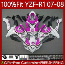 Injection Mould 100%Fit For YAMAHA Body YZF1000 YZF-R1 YZF R1 Lucky Pink 1000CC 2007-2008 Bodywork 91No.141 YZF R 1 1000 CC 2007 2008 YZF-1000 YZFR1 07 08 OEM Fairing Kit