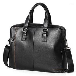 Business Genuine Leather Men's Briefcase Laptop Natural For Men Vintage Top-Handle Bag Male Messenger Bags Bolso Maletin1