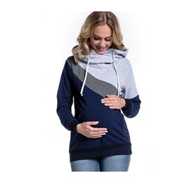 HGTE Casual Hoodies Sweatsgurt Maternity Nursing Pullover Breastfeeding For Pregnant Mother Breast Feeding Tops 210910