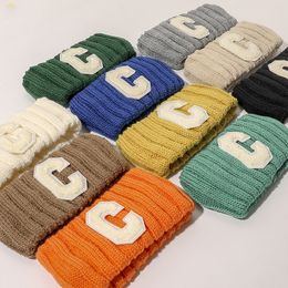 Letter C Headband Knitted Wool Warm Yoga Headband Hair Accessories Striped Trendy Winter Thicken Headband Wide Soft Head Hoop