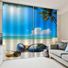 Curtain & Drapes Beautiful Po Fashion Customized 3D Curtains Blue Beach Window For Living Room