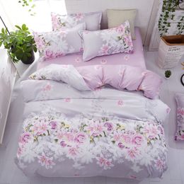 home bedding flower bedding set 3/4pcs bed linen summer duvet cover set elegant wedding bed set home decor pastoral flat sheet 210319