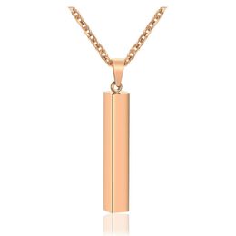 Gold Colour Fashion Women's Long Strip Pendant Necklace Stainless Steel Link Chain Jewellery Gift for Lady Girl