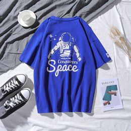 Varsanol Men's T Shirts Cotton Space Astronaut Graphic Printed Harajuku Tee Tops Short Sleeve Streetwear Men Clothing Oversized 210601