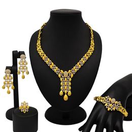 Earrings & Necklace Wholesale Luxury Nigerian Women Wedding Jewelry Sets Big Chunky Bridal Dubai Gold African Fashion Jewellery Se