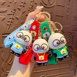 Lovely Camera Panda Keychain Bag Accessories Keyring Woman Cute Cartoon Glue Drop Girl Animal Car Key Chain G1019