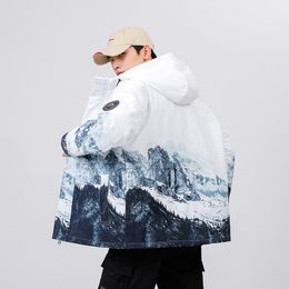 Hip Hop Parka Bandanna Print Winter Thick Warm Windproof Jacket Men's Bomber Unisex Women's Streetwear Coat Casual Chic