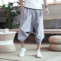 Men Harajuku Harem Pants 2021 Mens Summer Cotton Linen Joggers Pants Male Vintage Chinese Style Sweatpants Fashions men pants X0723