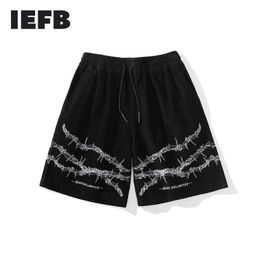 IEFB Men's Wear High Street Hip-hop Embroidery Black Personality Gothic Shorts Knee Length Pants For Men High Qulity 9Y1308 210524