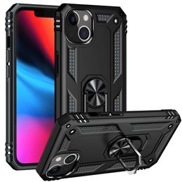 Hybrid Rugged Shockproof Armor Stand Cases For iphone 14 13 12 11 11pro x xr Samsung S10 Plus Metal Ring Magnetic Car Holder Cover