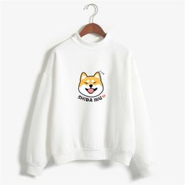 Женщины Harajuku Hoodios Fleece Осень Kawaii Симпатичные Японские Аниме Shiba Innu Пуловер Толстовка KPOP Moletom Sudadera Mujer 210522