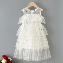 Girls Princess Dress Summer Girl Casual Party Dresses Lace Sequins Costumes Kids Children Clothing 4 8Y 210429