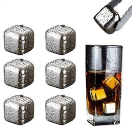 304 Stainless Steel Ice Cubes Reusable Chilling Stones Whiskey Rocks Ice Cooler for Beer Wine Coffee Bar Party Gifts SGS Test Pass