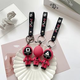 Squid Game Soldier Keychain Triangle Series 3D Mini Doll Dangle Backpack Car Key Ring Cosplay Jewelry Gift For Best Firends