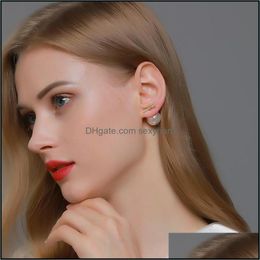 Stud Earrings Jewelry Knot Cross Pearl Double Side Wear Crystal Suit Ear Drop Women 925 Sier Alloy Round Business Earring Fashion European D