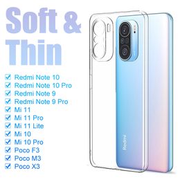 Ultra Thin Silicone Cases For Xiaomi Mi 11 10 Ultra 10t Lite Redmi Note 10s 9s 9 9A 9C 9T Poco X3 F3 M3 F2 Pro Clear Soft Cover