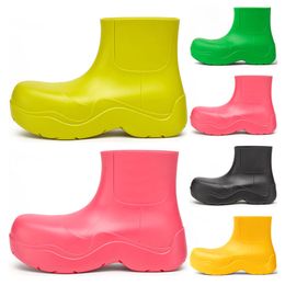 Chelsea boots womens Candy solid Colours pink black Pistachio Frost yellow red bule platform Martin Ankle Boot round toes waterproof outdoor