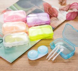 Random Colour Fashion Transparent Pocket Plastic Contacts Lens Case Travel Kit Easy Take Container Holder