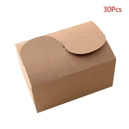 Gift Wrap 30pcs/set Natural Kraft Paper Cake Box Party Packing Biscuit Cookie Candy Packaging Boxes Birthday Bag