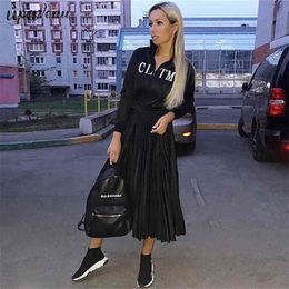 Women'S Autumn Christmas Pleated Black Office Elegant Long-Sleeved Collar Dress Gown Banquet Dress Vestidos 210325