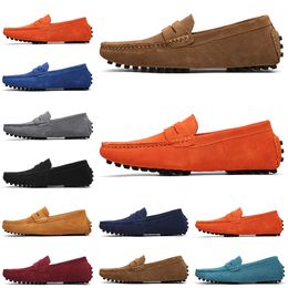 High quality Non-Brand men running shoes black light blue wine red Grey orange green brown mens slip on lazy Leather shoe