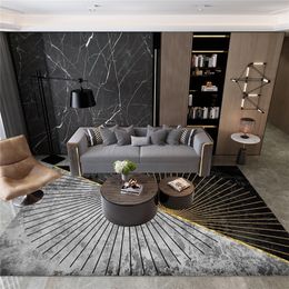 Modern Geometry Velvet Carpet For Living Room Bedroom Home Large Area Cushion Anti-slip Floor Mats Water Absorption Yoga Rugs 210317