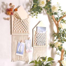 Decorative Objects & Figurines Hand-woven Macrame Tapestry Bohemian Style Tassel Wall Hanging Ornament Creative Door Sign Simple Elegant Hom