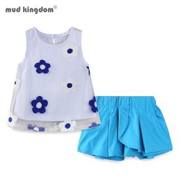 Mudkingdom Boutique Girls Clothes Set Embroidery Flower Tulle Cover Tops and Short Outfit for Girl Summer Suit Floral 210615