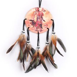 NEWOil Painting Style Handmade Dream Catcher Net with feathers Wall Hanging Dreamcatcher Craft Gifts RRE11515