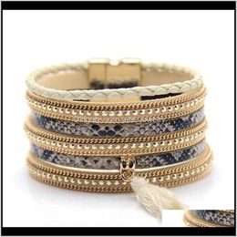 Jewelryhandmade Multilayer Leather Bracelets For Women Fashion Ladies Bohemian Wide Wrap Charm Magnet Bracelet Dff0629 Drop Delivery 2021 Rtg