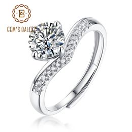 Cluster Rings GEM'S BALLET 925 Sterling Silver Moissanite Fashion Diamond Bands 1CT Women Engagement Bridal Classic Fine Ring Jewelry