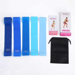 5pcs/set Rubber Elastic Band Fitness Equipment For Home Gym Sports Yoga Exercise Glute Training Workout Resistance Bands Blue H1026