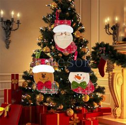 Christmas Stocking Pendant Snowman Santa Claus Bear Socks Cute Children Candy Gift Bag Holder Fireplace Xmas Tree Decoration dd446