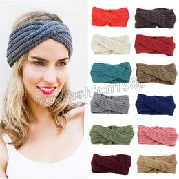 Knitted Headband Autumn Winter Ear Protection Headgear Pure Colour Simple All-match Knitted Cross Headband Wholesale