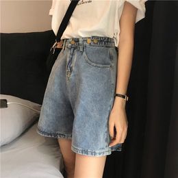 Summer Casual Light Blue Knee Length Jeans Women Plus Size 5XL High Waist Straight Denim Capris Loose Wide Legs Pants